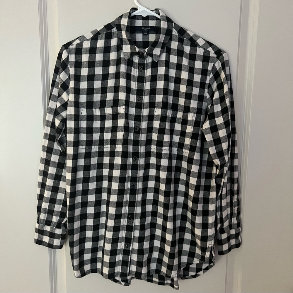 Madewell women’s long sleeve plaid flannel button down shirt | size Extra Small